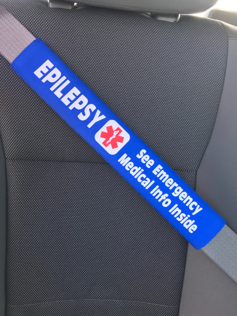 Epilepsy Medical Alert Seat Belt Cover Inside Pocket Medical Inf