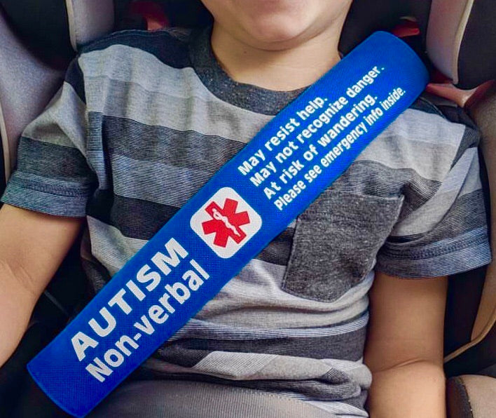 Custom Printed Seat Belt Cover Medical Alert Special Needs Any Diagnos –  Safety Awareness Products