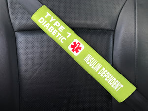 Type 1 Diabetic / Insulin Dependent Medical Alert Seat Belt Cover