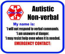 Autism Non-verbal Safety Patches - Personalize Yourself - Re-usable - Soft Polyester Fabric