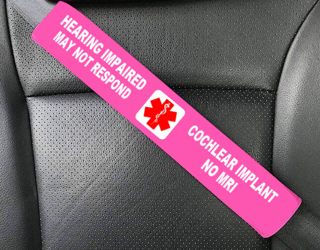 No MRI / Hearing Impaired Cochlear Implant Medical Alert Seat Belt Cover