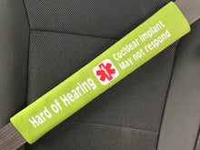 Hard of Hearing Cochlear Implant Medical Alert Seat Belt Cover