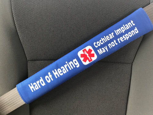 Hard of Hearing Cochlear Implant Medical Alert Seat Belt Cover