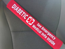 Diabetic Medical Alert Pocket Seat Belt Cover - Window Decal Set