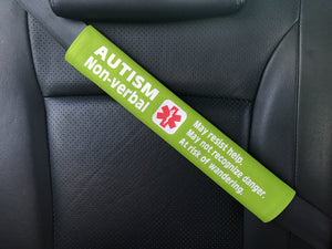 Autism Non-verbal Medical Alert Seat Belt Cover