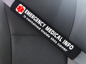 For ANY Medical Condition - Medical Alert Seat Belt Cover - Inside Pocket - Medical Info Sheet