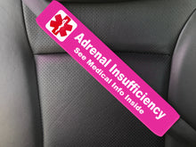 Addison's Disease - Adrenal Insufficiency Medical Alert Seat Belt Cover