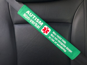 Autism Non-verbal Medical Alert Seat Belt Cover