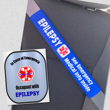 Epilepsy Medical Alert Seat Belt Cover - Window Decal Set