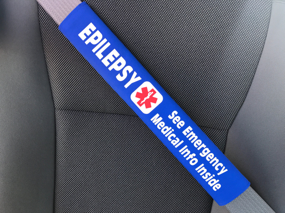Epilepsy Medical Alert Seat Belt Cover Inside Pocket Medical Inf Safety Awareness Products