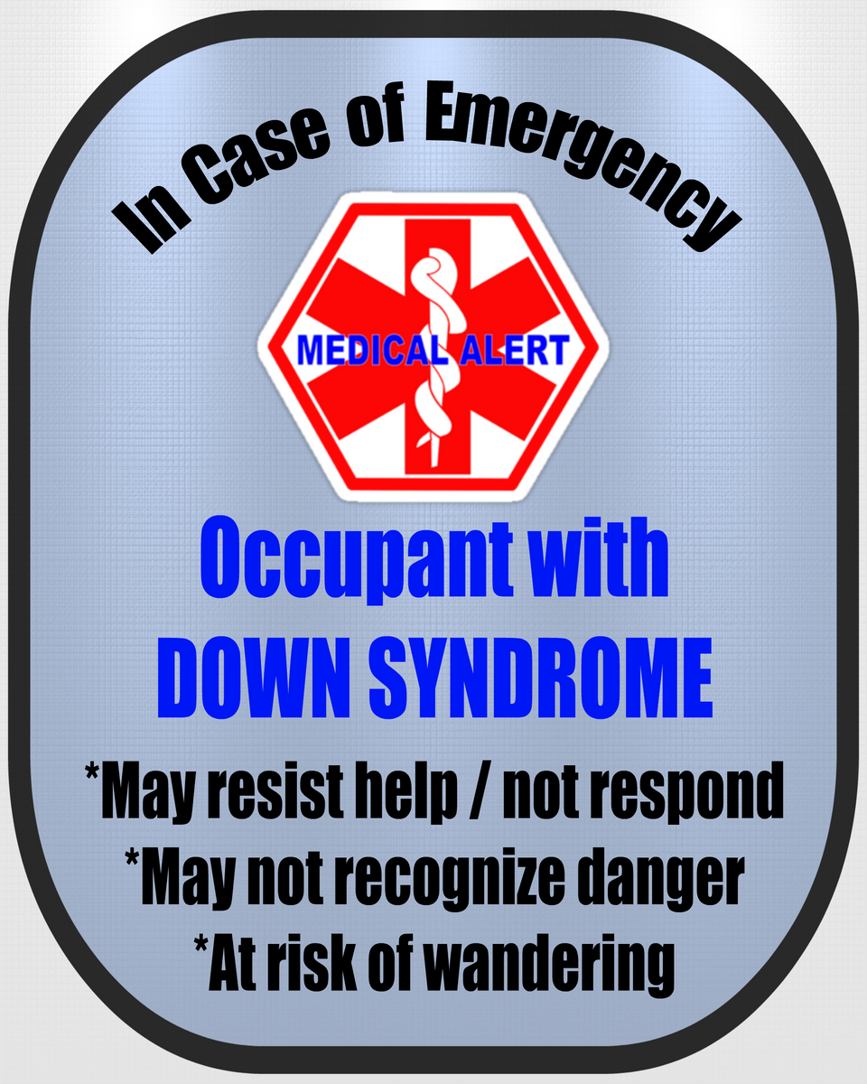 4 Pack Down Syndrome Decal Medical Alert Safety Sticker Set Safety
