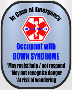 4 Pack Down Syndrome Decal Medical Alert Safety Sticker Set