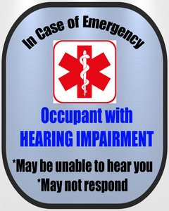 4 Pack Hearing Impaired Decal Medical Alert Safety Sticker Set