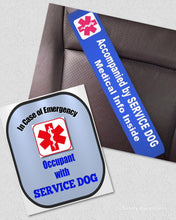 Service Dog Seat Belt Cover - Window Decal Set Medical Alert - Royal Blue