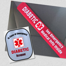Diabetic Medical Alert Pocket Seat Belt Cover - Window Decal Set