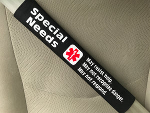 Special Needs Medical Alert Seat Belt Cover