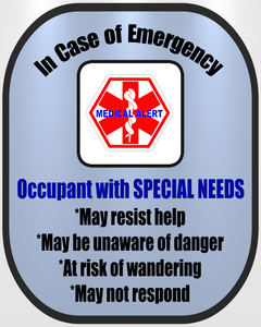 4 Pack Special Needs Decal Medical Alert Safety Sticker Set