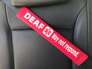 Deaf May Not Respond Hearing Impaired Medical Alert Seat Belt Cover