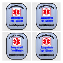 4 Pack Type 1 Diabetic Decal Medical Alert Safety Sticker Set