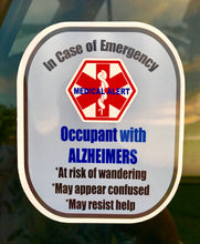 Alzheimers Seat Belt Cover - Window Decal Set Medical Alert