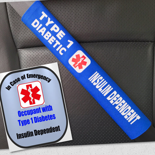 Type 1 Diabetic Seat Belt Cover - Window Decal Set Medical Alert