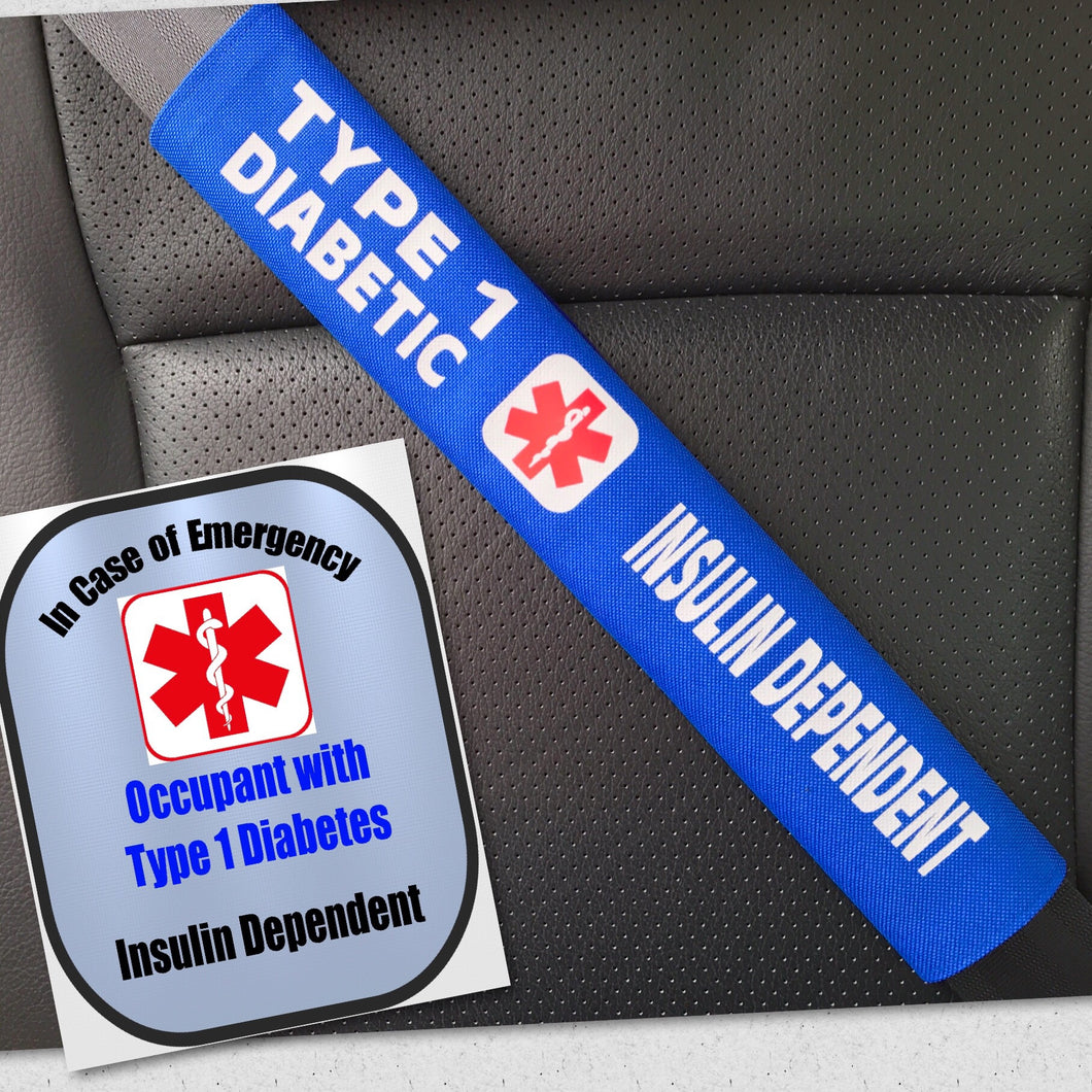 Type 1 Diabetic Seat Belt Cover - Window Decal Set Medical Alert