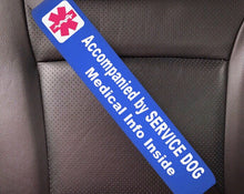 Service Dog Seat Belt Cover - Window Decal Set Medical Alert - Royal Blue